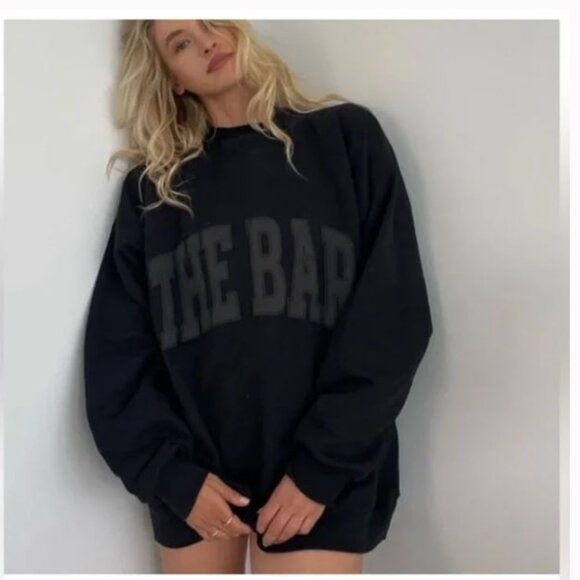 The Bar Tops - The Bar Varsity Sweatshirt Crewneck Sweater Black Sz M